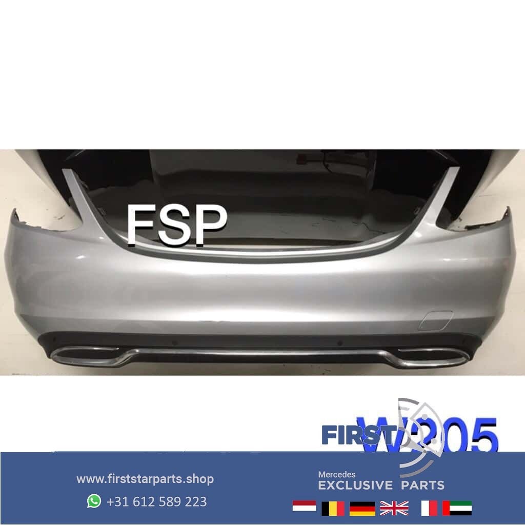 grijze W205 Achterbumper Mercedes C Klasse PDC 2019 originee, Gebruikt, -, Ophalen of Verzenden, Achter