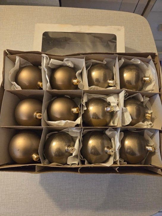 12 boules de Noël vintage en verre., Enlèvement ou Envoi, Utilisé