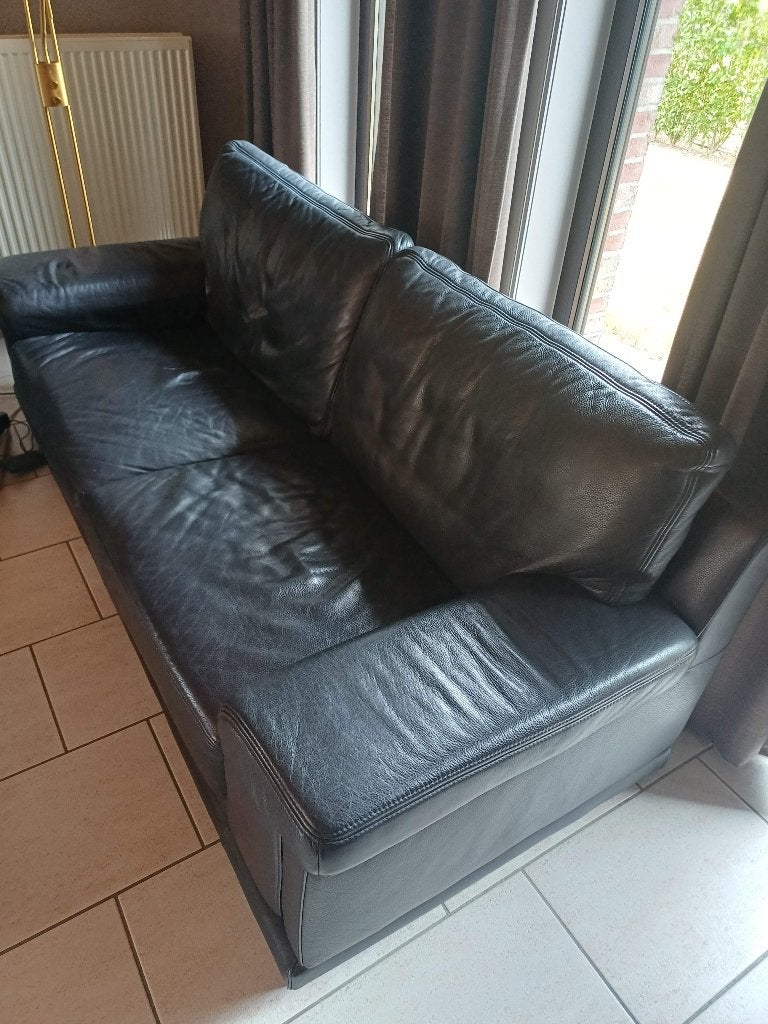2 lederen zetels, Maison & Meubles, Canapés | Salons, Enlèvement, Utilisé, Trois personnes, Cuir