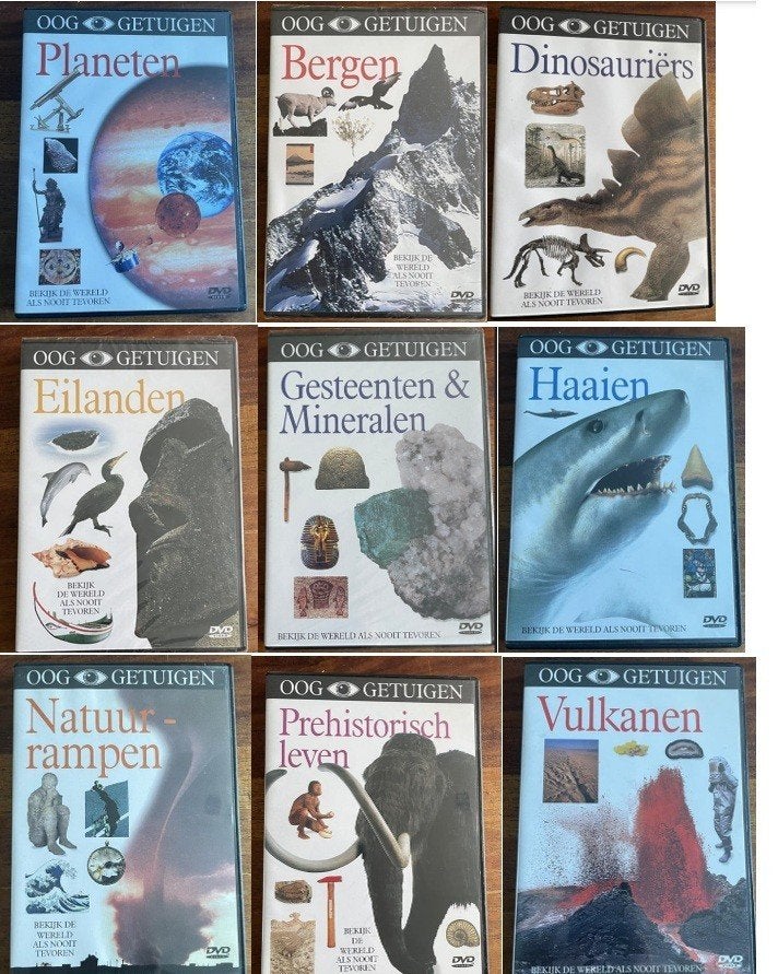 Mooie complete set van 9 educatieve Ooggetuigen DVD's, Cd's en Dvd's, Ophalen of Verzenden, Zo goed als nieuw, Natuur
