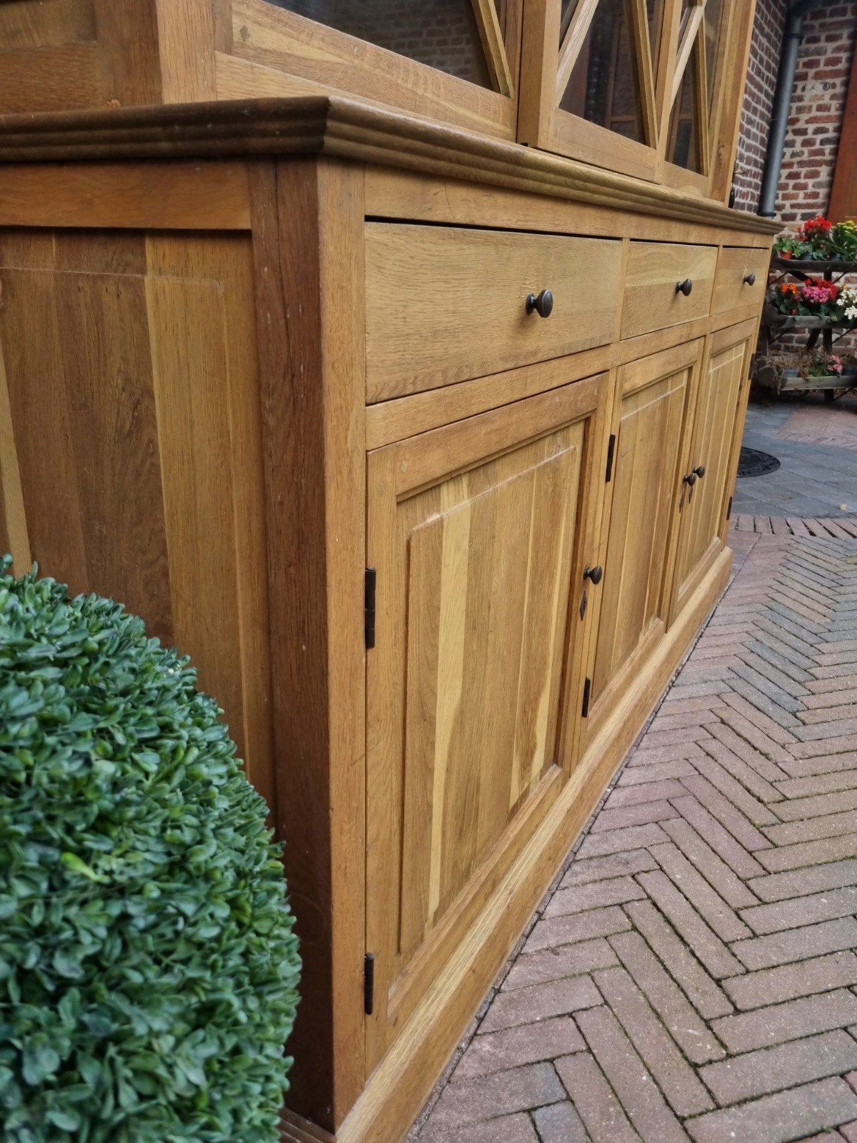 eiken vitrinekast/buffetkast ART:, Ophalen, Gebruikt, 200 cm of meer, .