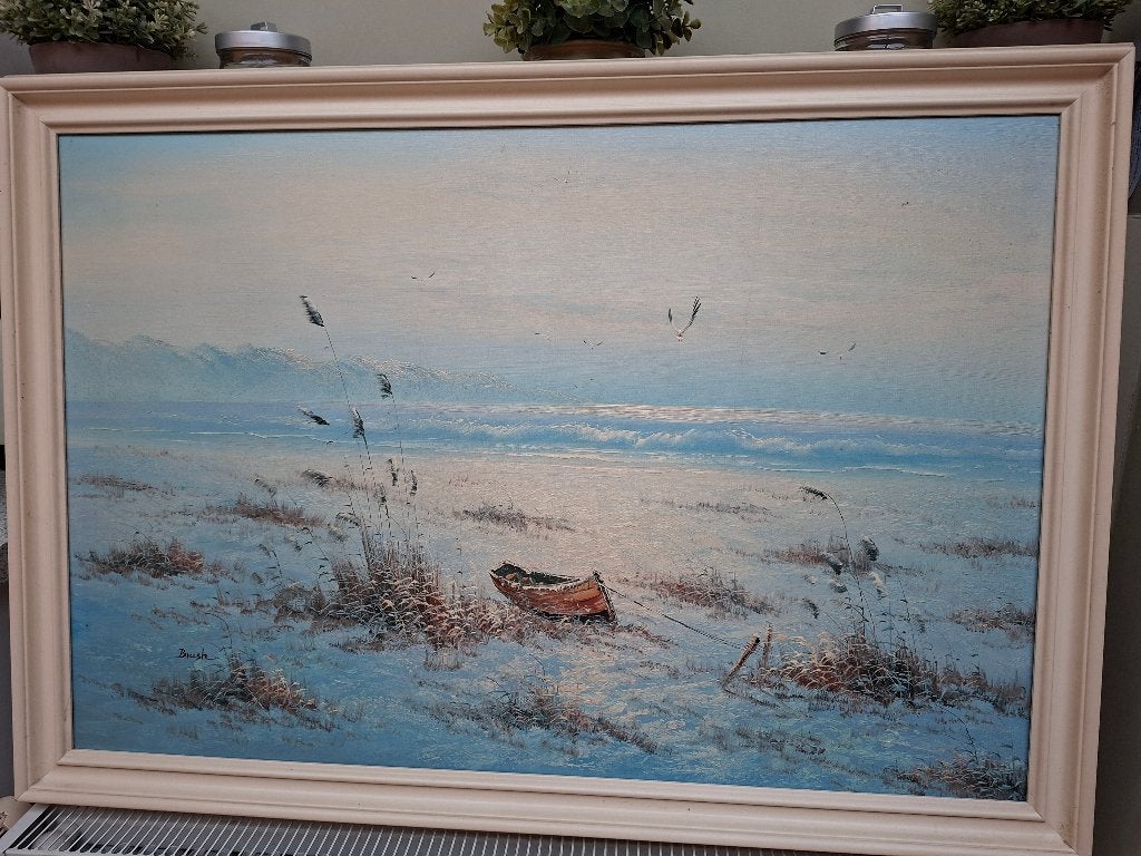 Schilderij kust (100x70), Antiquités & Art, Enlèvement ou Envoi, Signé, Peinture à l'huile, Maritime / eau
