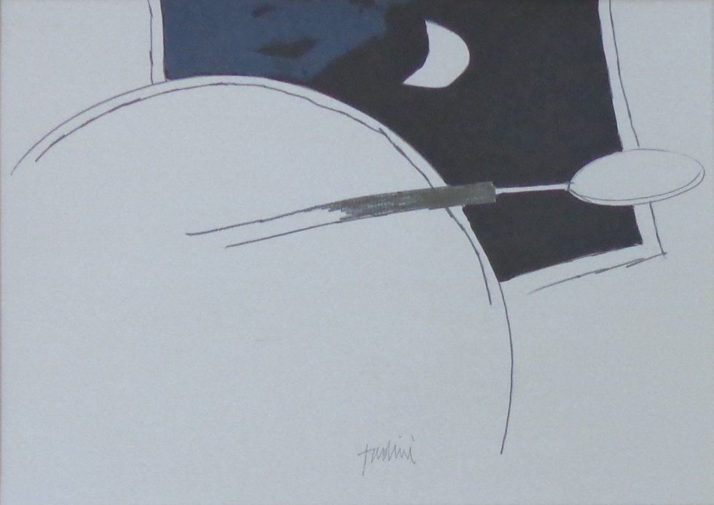 EMILIO TADINI / COMPOSITIE / ORIGINEEL WERK / 48x61cm KADER, Abstrait, Enlèvement ou Envoi, Papier/carton, Technique mixte
