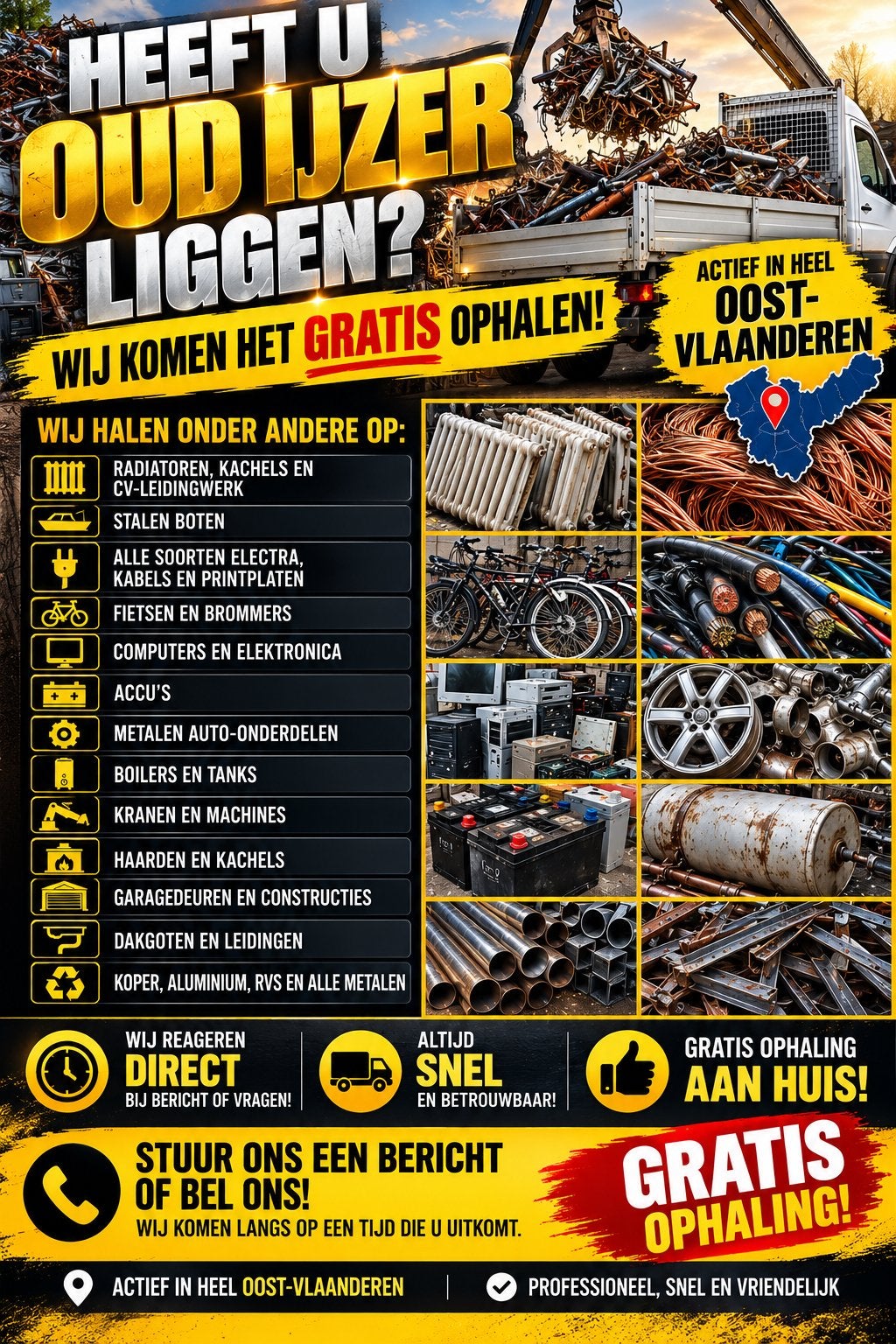 GRATIS OUD IJZER OPHALEN IN HEEL OOST-VLAANDEREN! ️, Enlèvement, Autres métaux