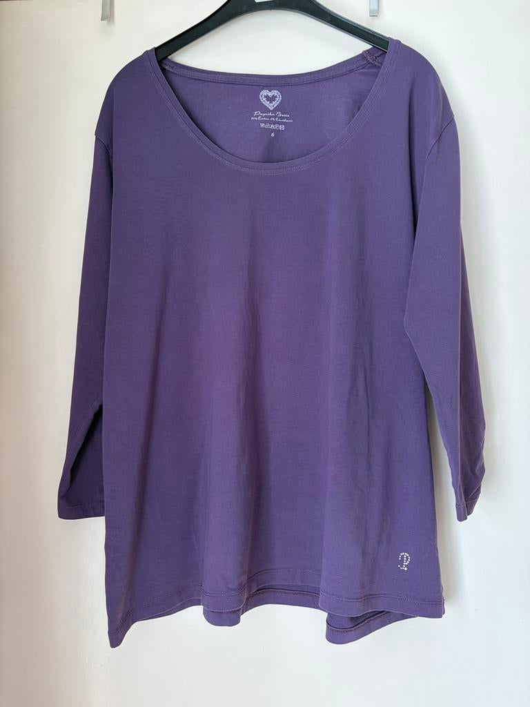 Paars t-shirt met lange mouwen — Paprika — T.6, Kleding | Dames, Grote Maten, Ophalen of Verzenden, Paars