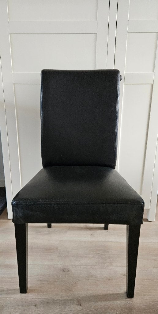 6 zwarte Ikea stoelen, Gebruikt, Zwart, Vijf, Zes of meer stoelen, Ophalen