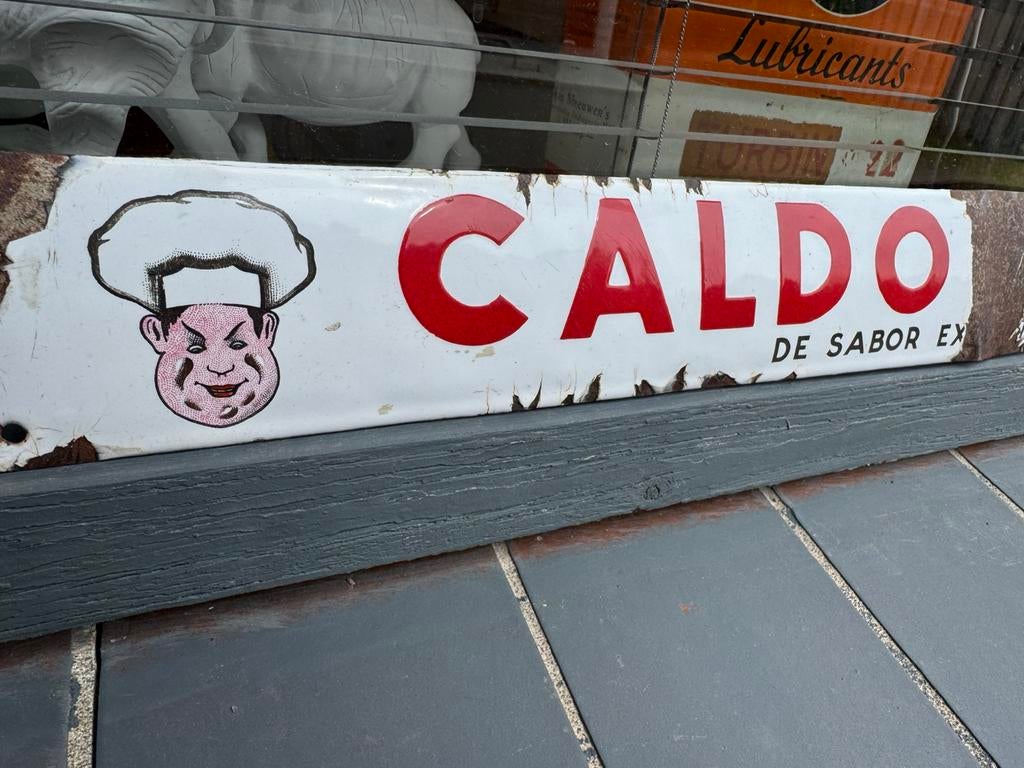 Caldo Coci emaille reclamebord, Ophalen