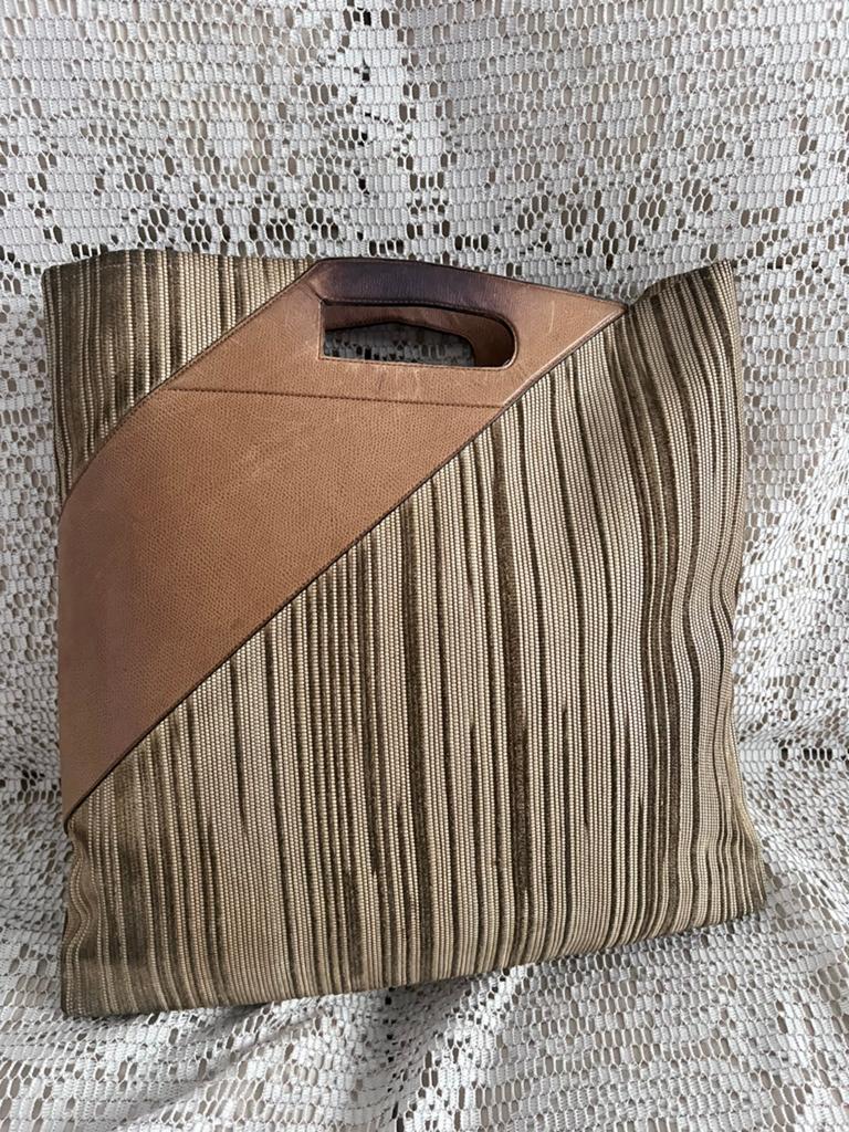 Beigebruine geweven leren draagtas DELVAUX, Ophalen of Verzenden, Zo goed als nieuw, Beige