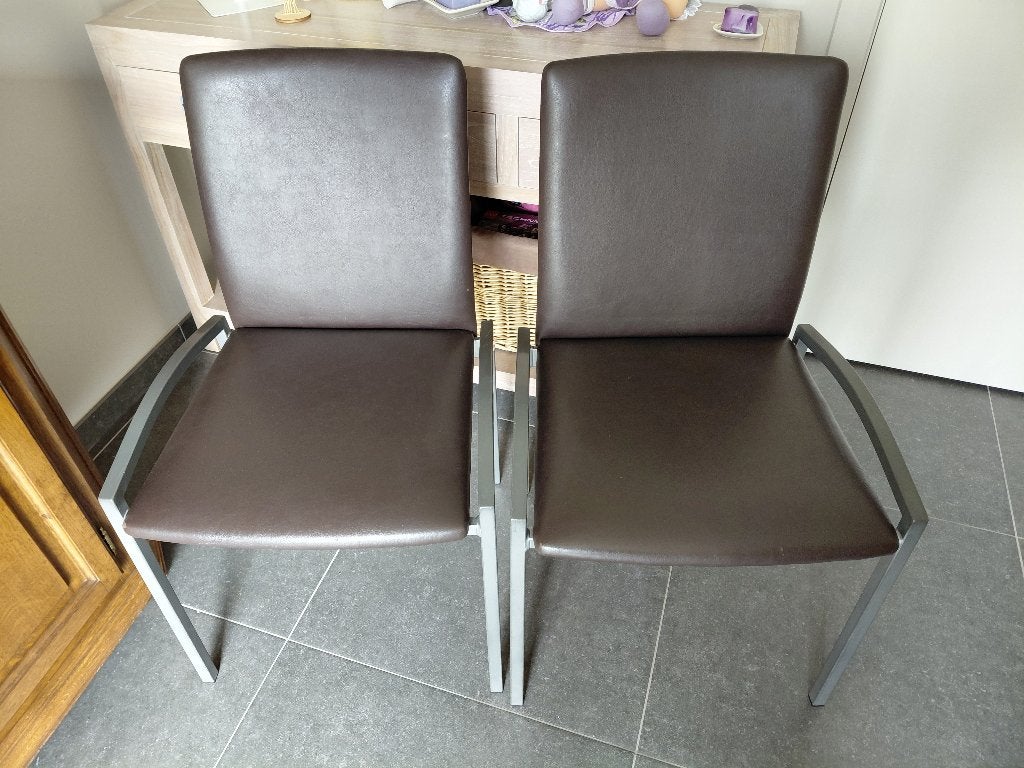 Set van 2 stoelen, Enlèvement, Utilisé, Métal, Modern