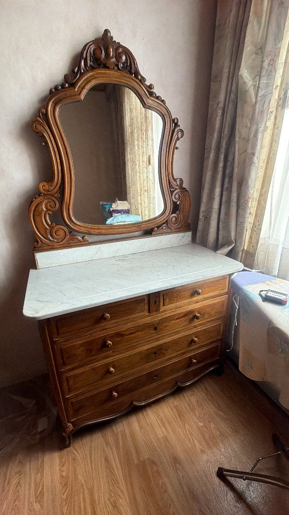 Grande commode de toilette vintage années 60 375€, 5 tiroirs ou plus, Comme neuf, 100 à 150 cm, Chêne