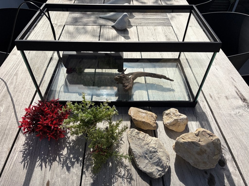 Aquarium 50Bx25Dx20H met deksel + pomp + accessoires, Ophalen, Inclusief deksel, Leeg aquarium