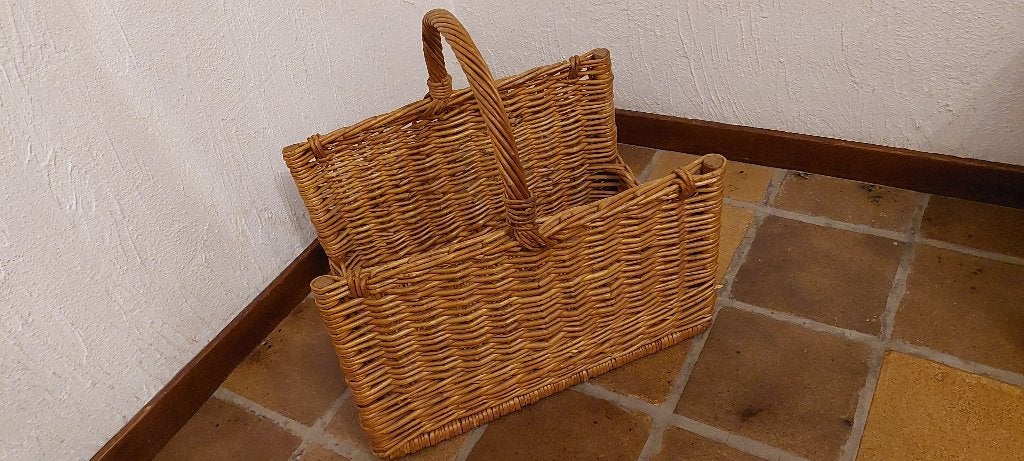 Beau panier en osier panier à bois  chauffage modèle ouvert, Enlèvement, Comme neuf, Cheminée sur pied, Cheminée au bois