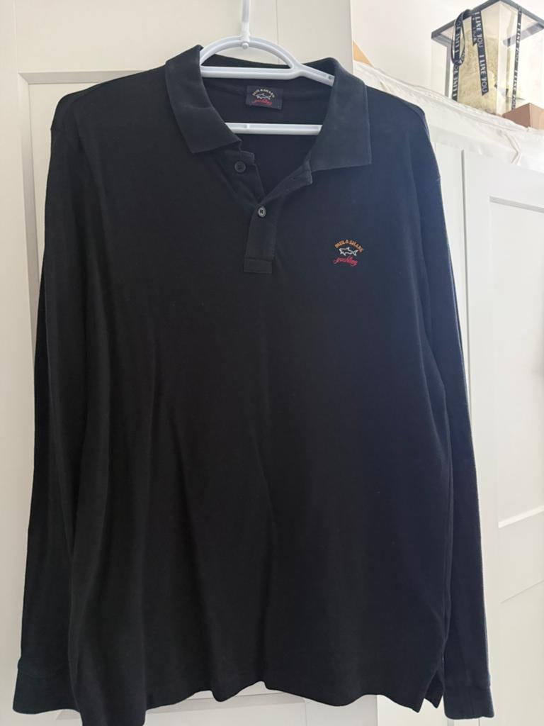 Paul & Shark Longsleeve Polo L, Ophalen, Gedragen, Maat 52/54 (L), Zwart