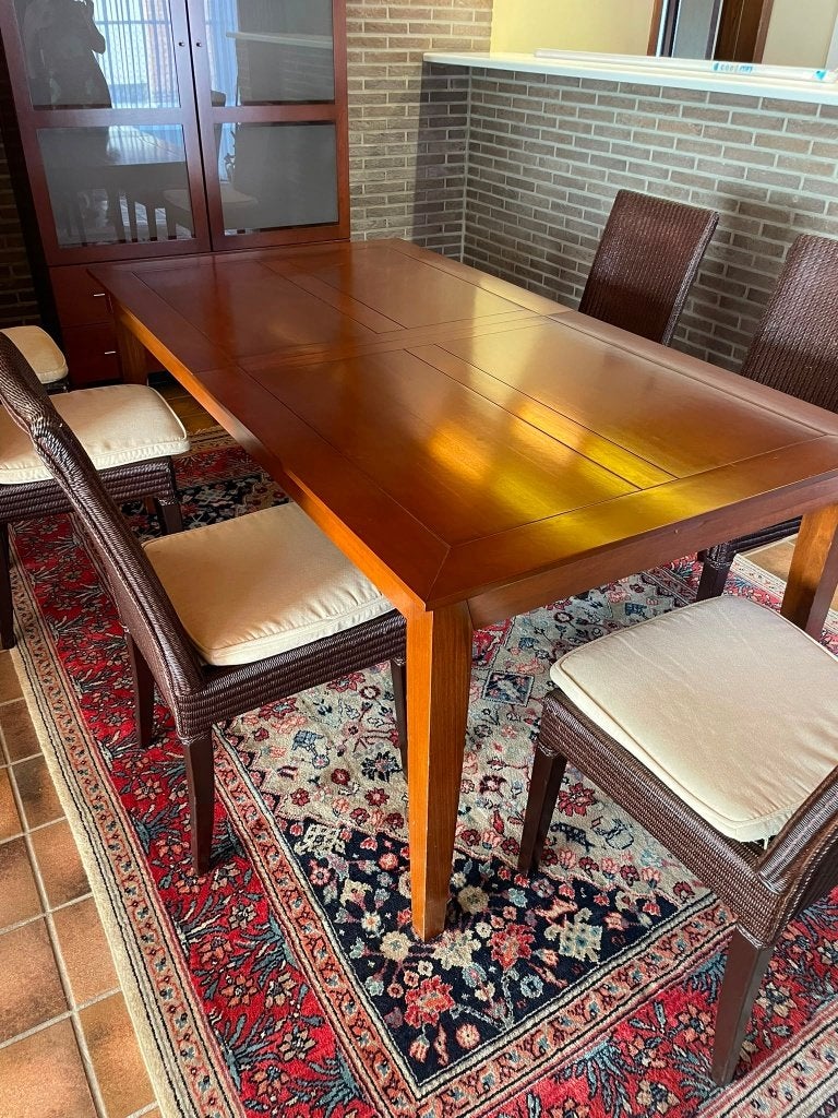 Houten uitschuifbare eettafel, Ophalen, Gebruikt, 100 tot 150 cm, Klassiek