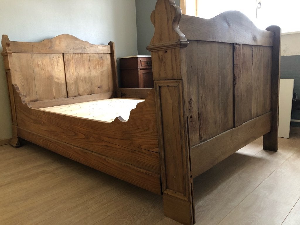 Lit breton de charme | 115 cm | Sommier & Matelas, Enlèvement, Utilisé, Bois