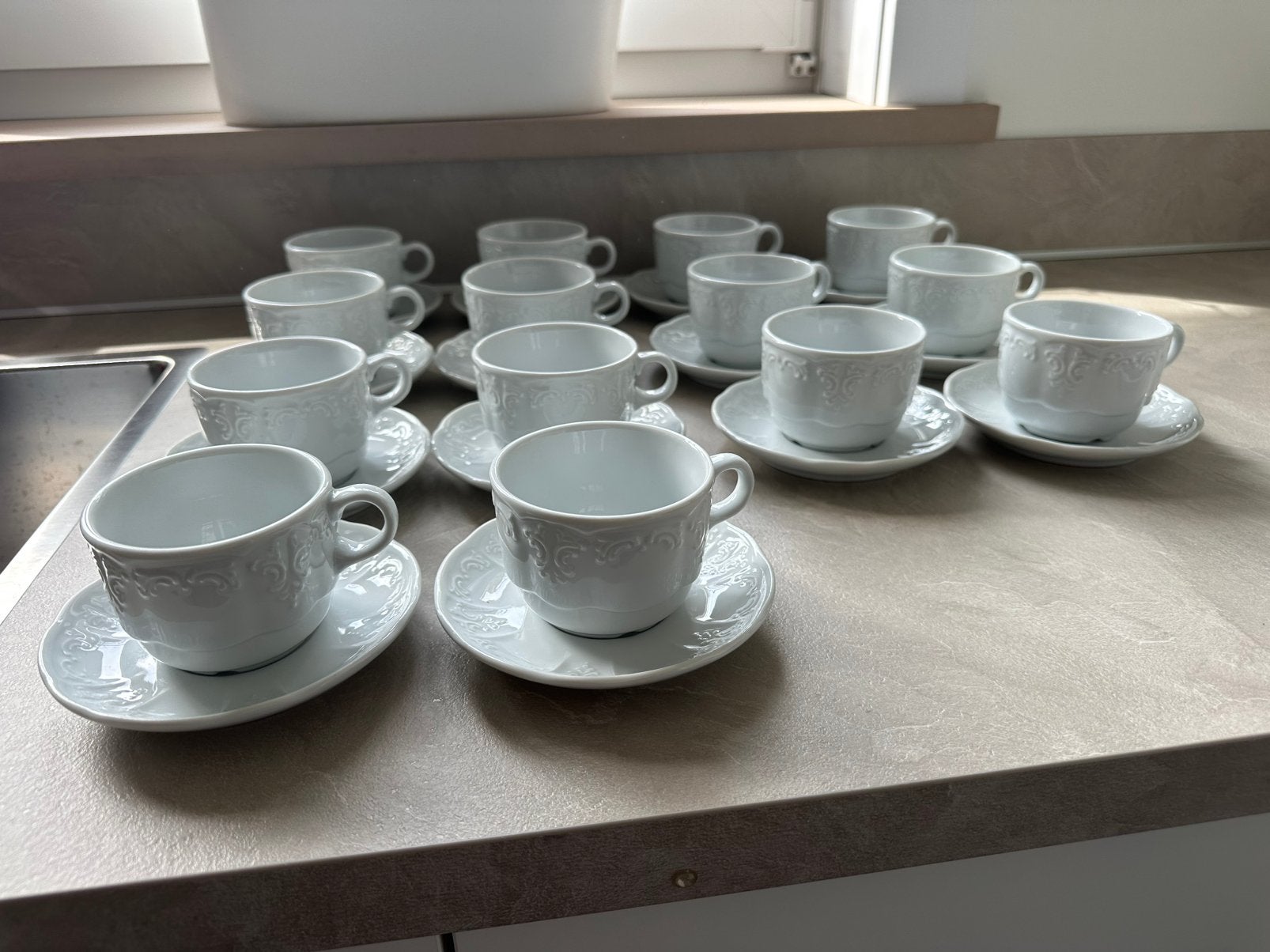 8x Vintage Arzberg Wit Porseleinen Kop en Schotels (Horeca), Ophalen of Verzenden, Porselein, Arzberg, Klassiek
