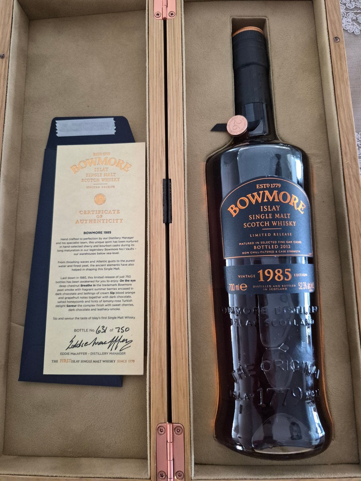 Bowmore 1985 single malt scotch whisky, Ophalen, Nieuw