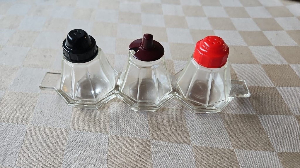 peper en zoutstel van glas antiek, Antiek en Kunst, Ophalen of Verzenden