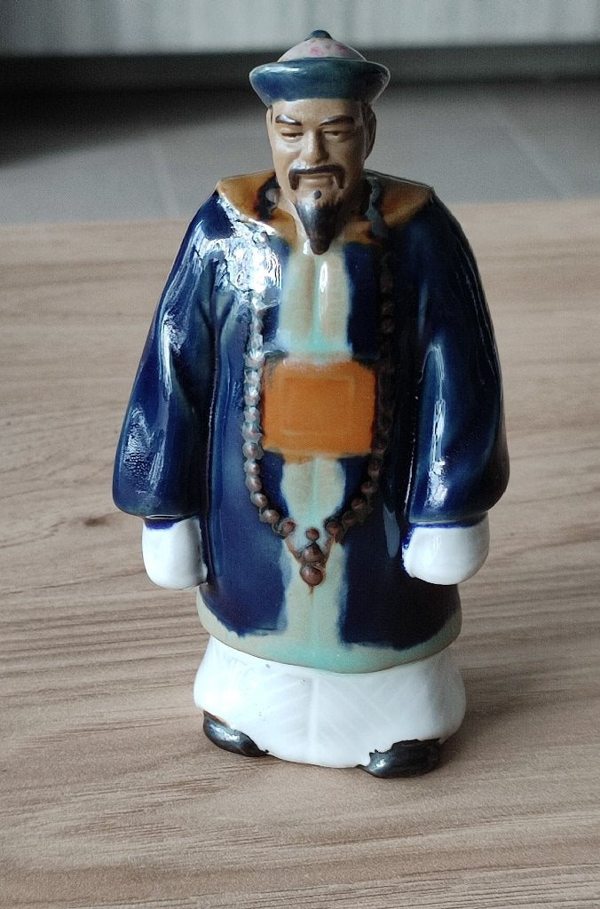 Statuette chinoise mandarin Mudman vintage en céramique, Enlèvement, Comme neuf, Humain
