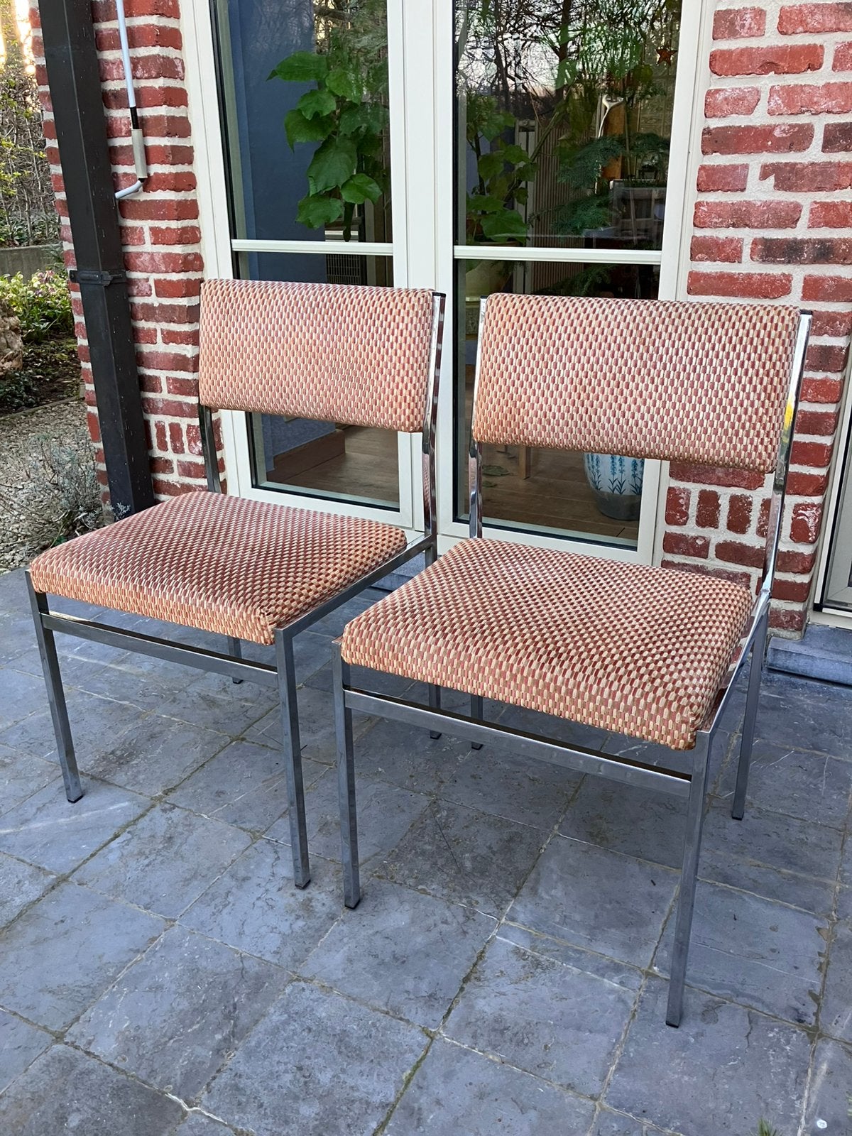 Vintage set chromen stoelen, Huis en Inrichting, Stoelen, Ophalen
