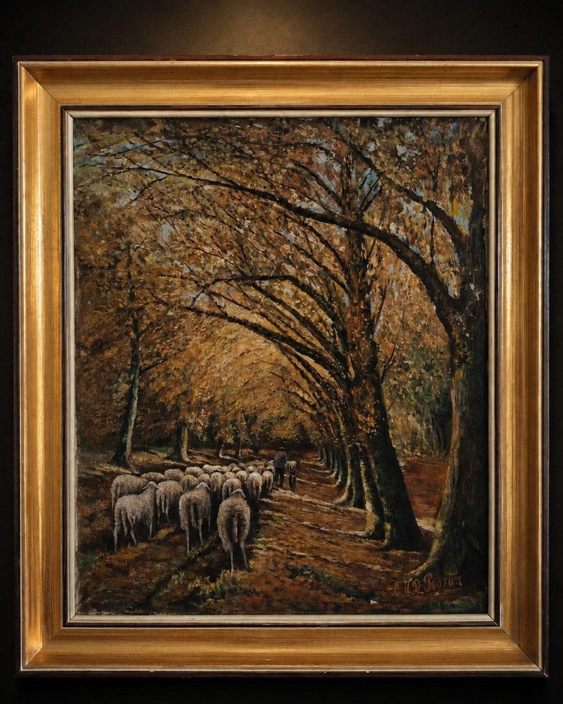 The Herd, Antiek en Kunst, Doek, Realistisch, Ophalen of Verzenden, Olieverf
