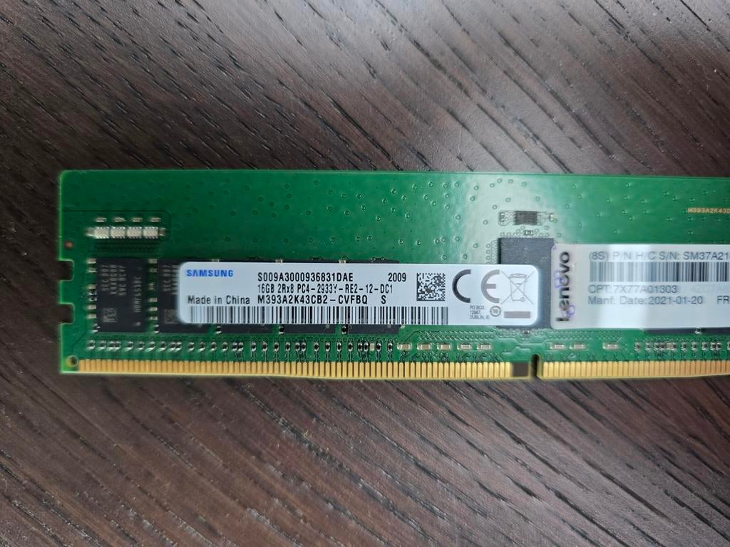 ​Lot 8x 16Go Samsung DDR4-2933Y ECC RDIMM Serveur 128Go, Computers en Software, RAM geheugen, Ophalen of Verzenden, DDR4, Server