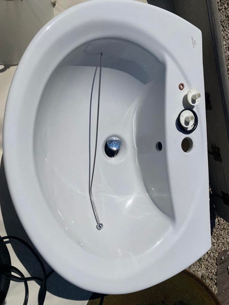Wasbak met onderdelen, handdoekrek en glazen legger., Doe-het-zelf en Bouw, Sanitair, Ophalen, Gebruikt