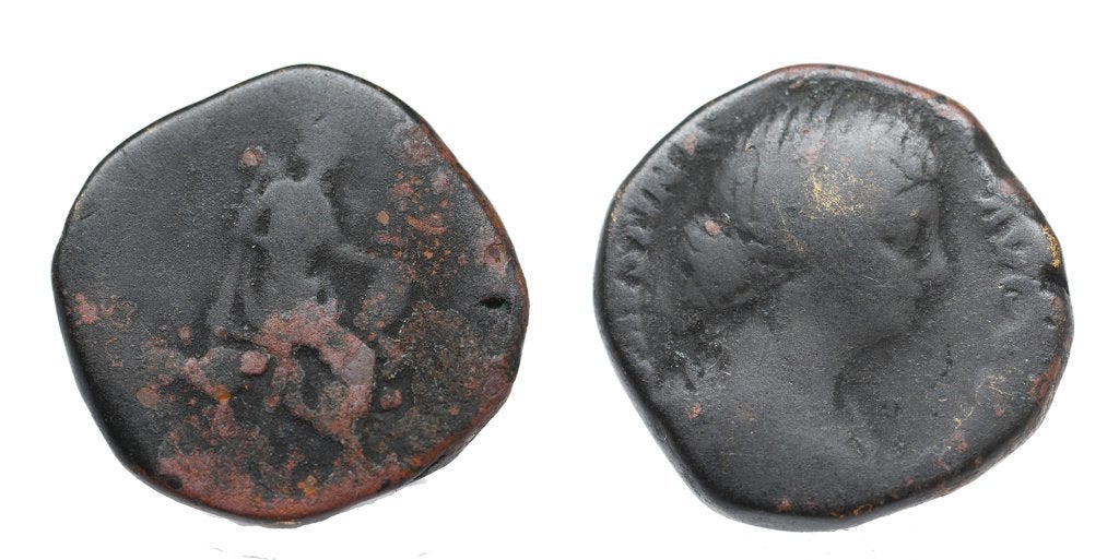 Monnaie romaine, Sesterce - Faustine la Jeune (AD 147-175), Enlèvement ou Envoi, Italie, Monnaie en vrac
