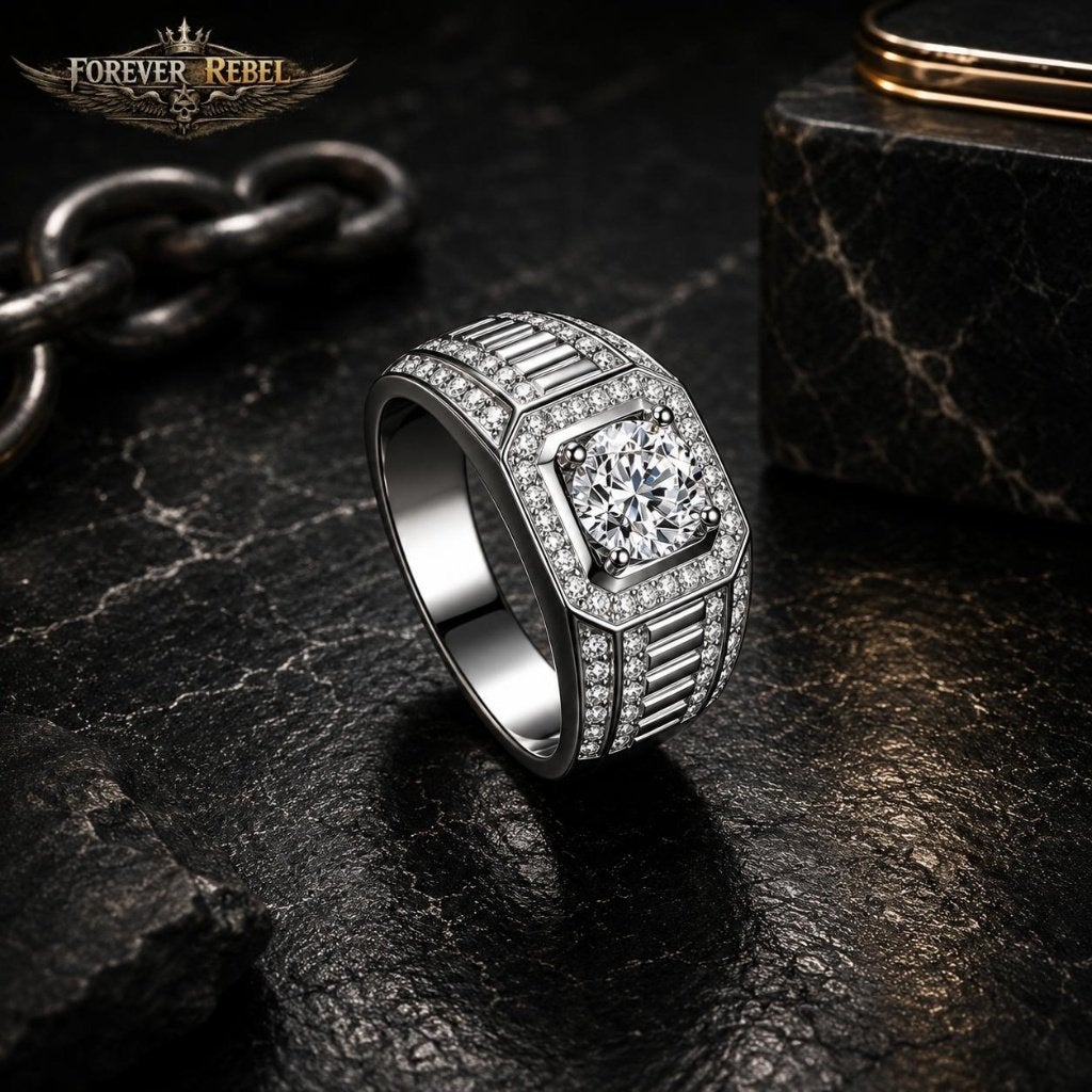 Iced Empire Moissanite Ring 925 Zilver - Diverse Maten, Bijoux, Sacs & Beauté, Bagues, Neuf, Femme ou Homme, Avec pierre précieuse