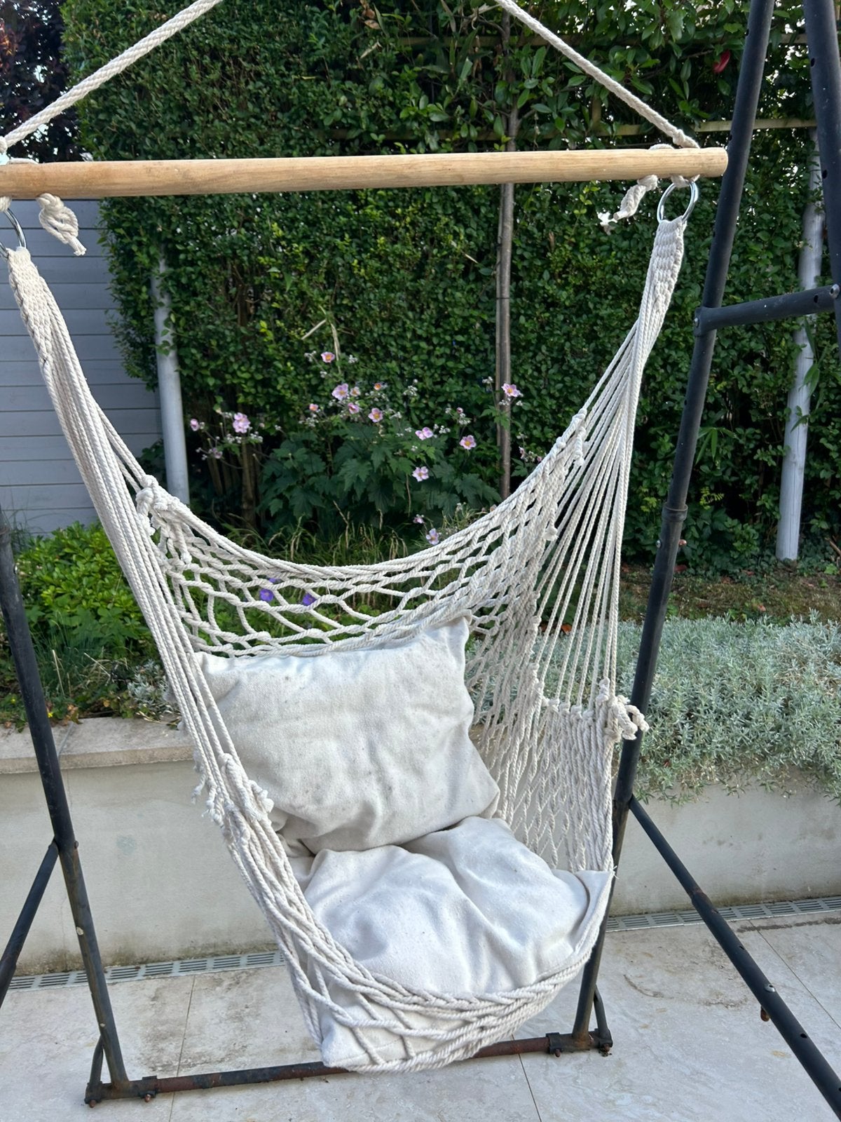 Fauteuil suspendu de jardin / macramé, Jardin & Terrasse, Enlèvement, Utilisé, Une personne, Intérieur