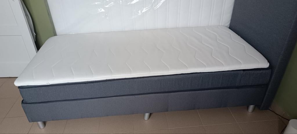 Lit Boxsprings 1 personne, Maison & Meubles, Chambre à coucher | Canapés-lits, Utilisé, 90 cm, 200 cm, Une personne, Gris, Enlèvement