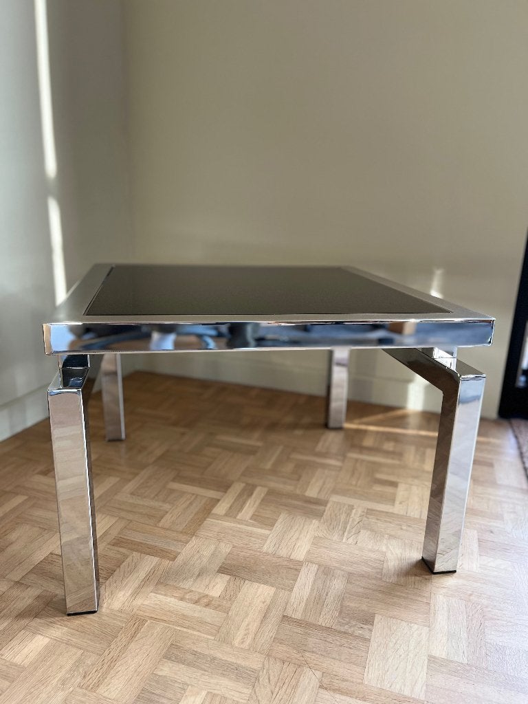 Vintage design bijzettafel side table chrome 60 70, Ophalen, Hout