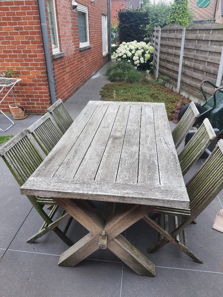 Tuintafel, Ophalen, Gebruikt, Rechthoekig, Teakhout