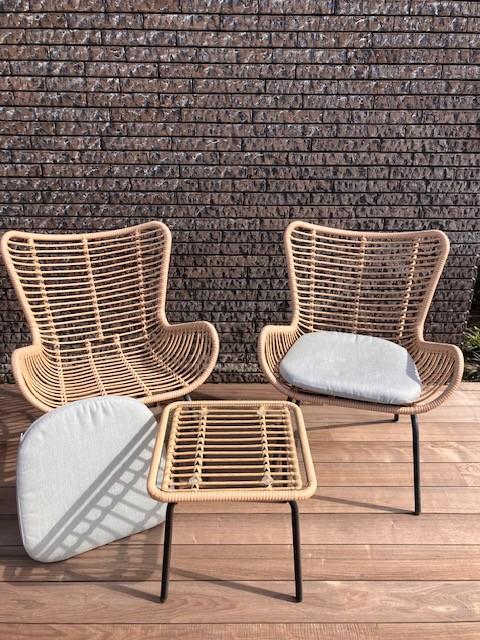 loungeset 2 personen/ bijzettafeltje, Tuin en Terras, Gebruikt, Bijzettafel, Loungeset, Wicker