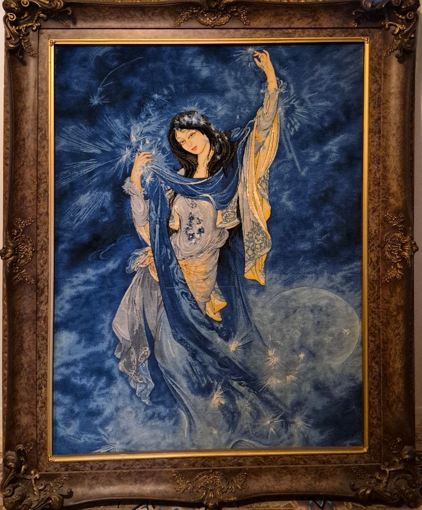 Perzisch tableauwand tapijt met het kunstwerk “Morning Star”, Antiek en Kunst, Ophalen