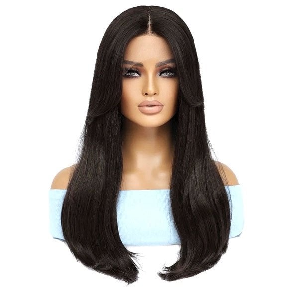 Swiss lace front pruik lang haar in lagen Dark Chocolate, Ophalen of Verzenden, Nieuw
