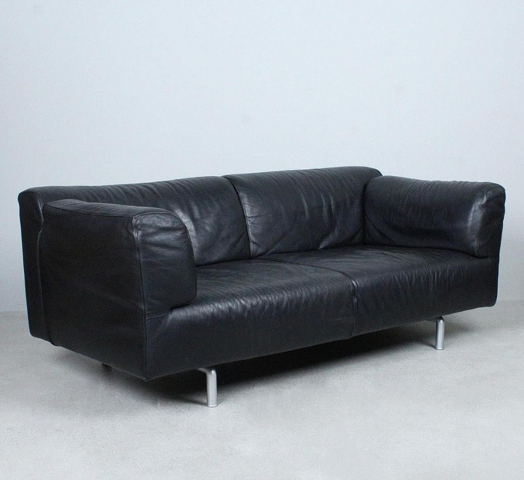 CASSINA "MET" design bank zwart leer, Ophalen, Leer