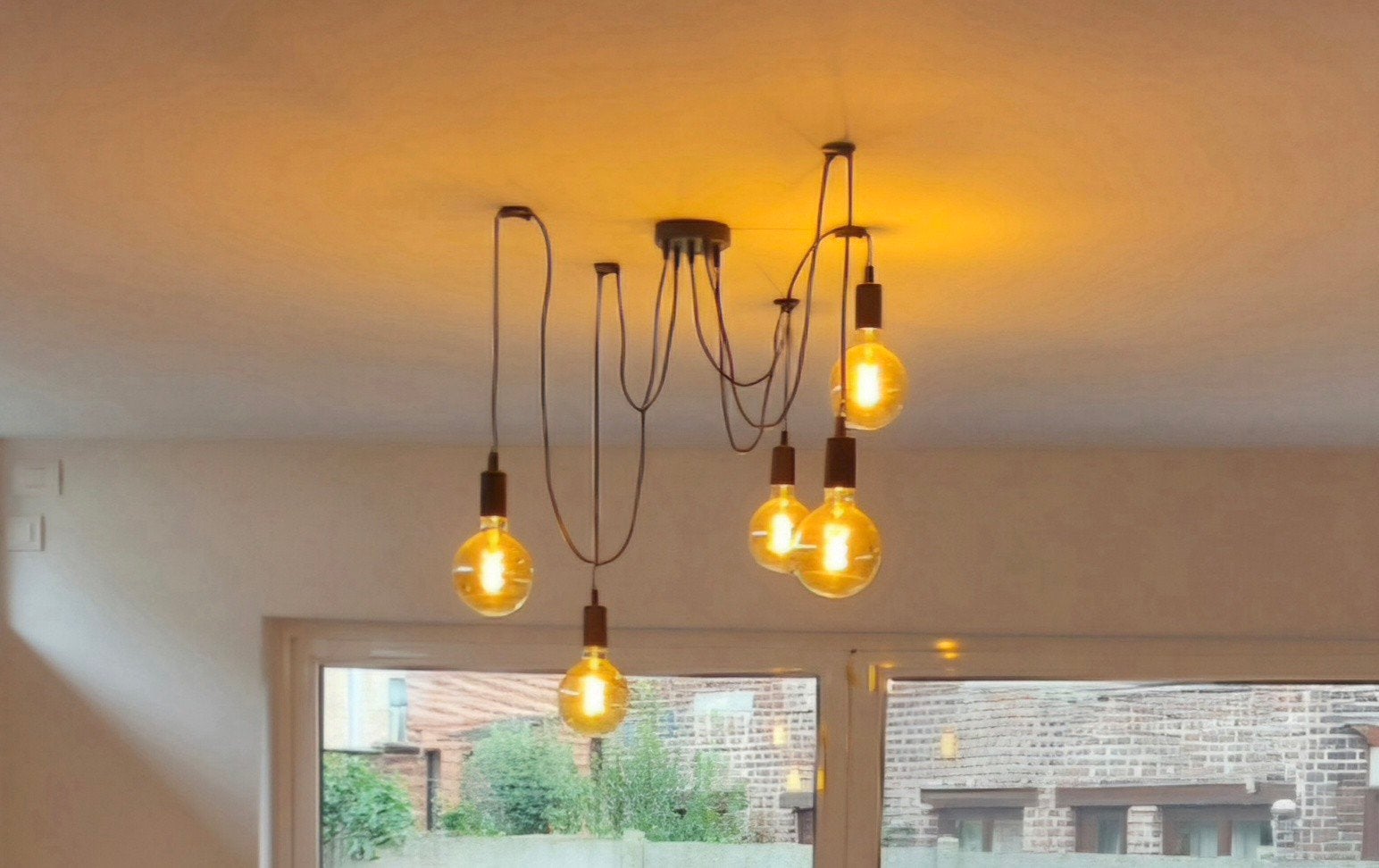 Industriele spinnenweb hanglamp, Huis en Inrichting, Ophalen, Zo goed als nieuw