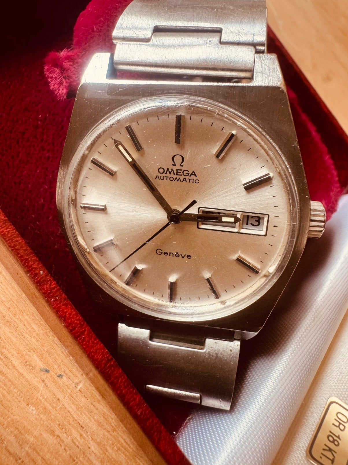 Omega Genève, Handtassen en Accessoires, Horloges | Heren, Staal, Gebruikt, Staal, Polshorloge