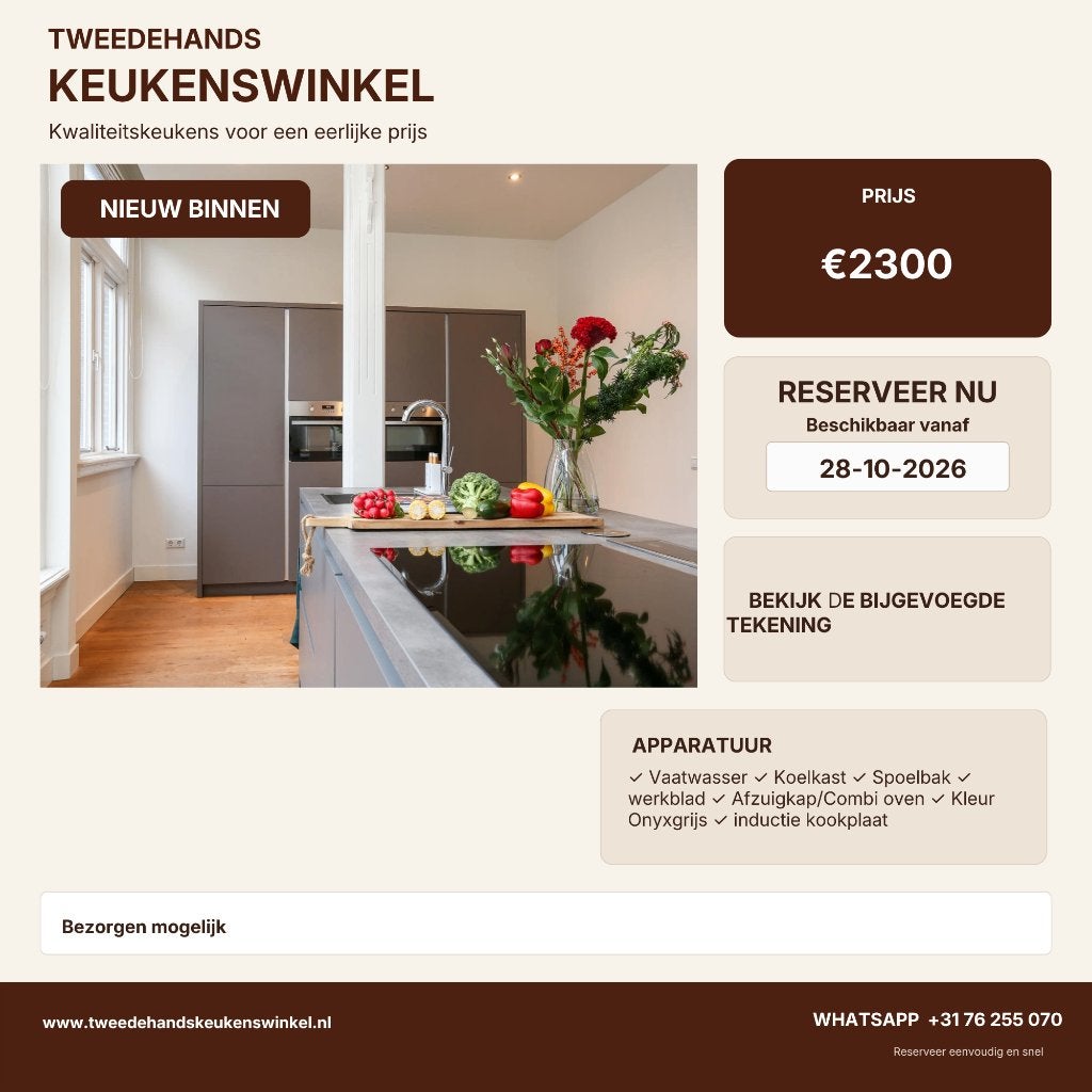 ✨ONYXGRIJS KEUKEN MET KOOKEILAND+APPARATUUR ✨