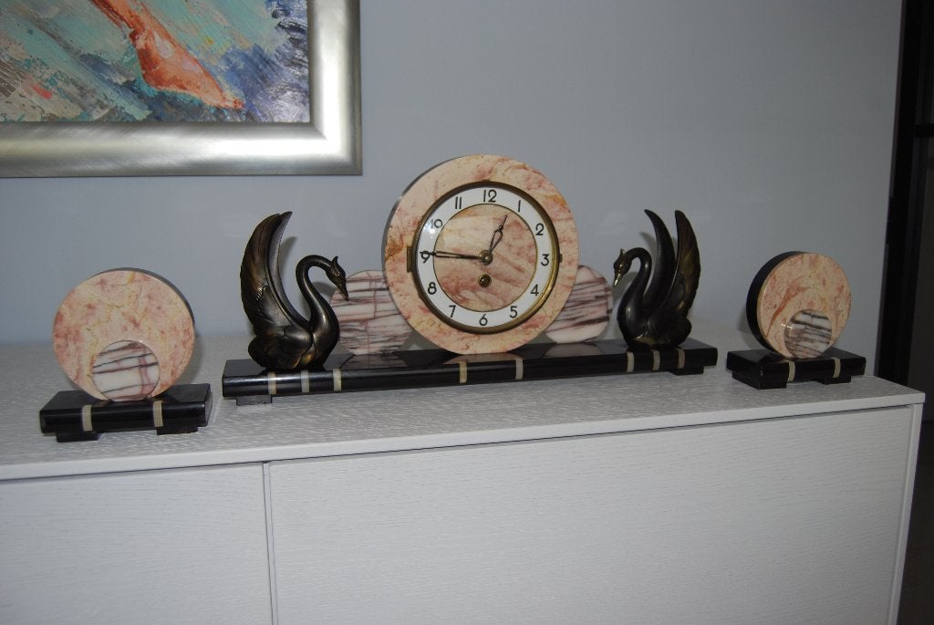 Oude marmeren schouwklok, Antiek en Kunst, Ophalen