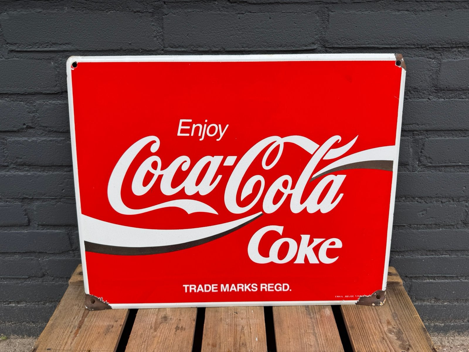 Coca Cola Coke emaille reclamebord, Ophalen of Verzenden, Gebruikt, Reclamebord