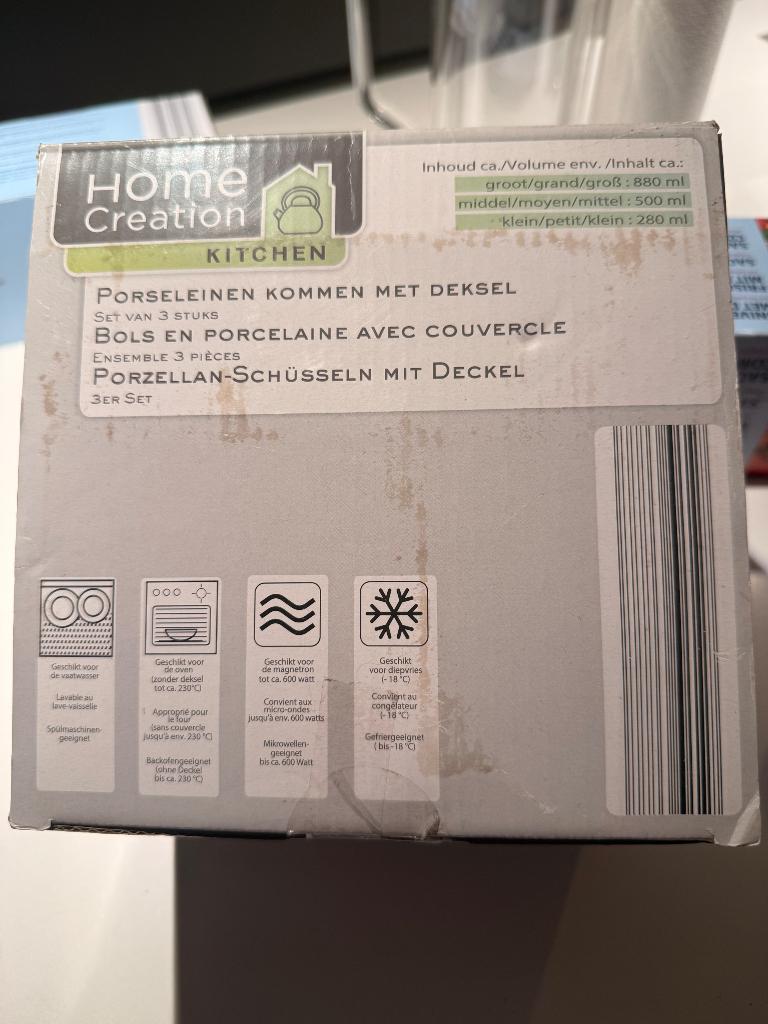 3 porseleinen kommen met deksel, Huis en Inrichting, Ophalen, Nieuw, Overige materialen, Overige typen