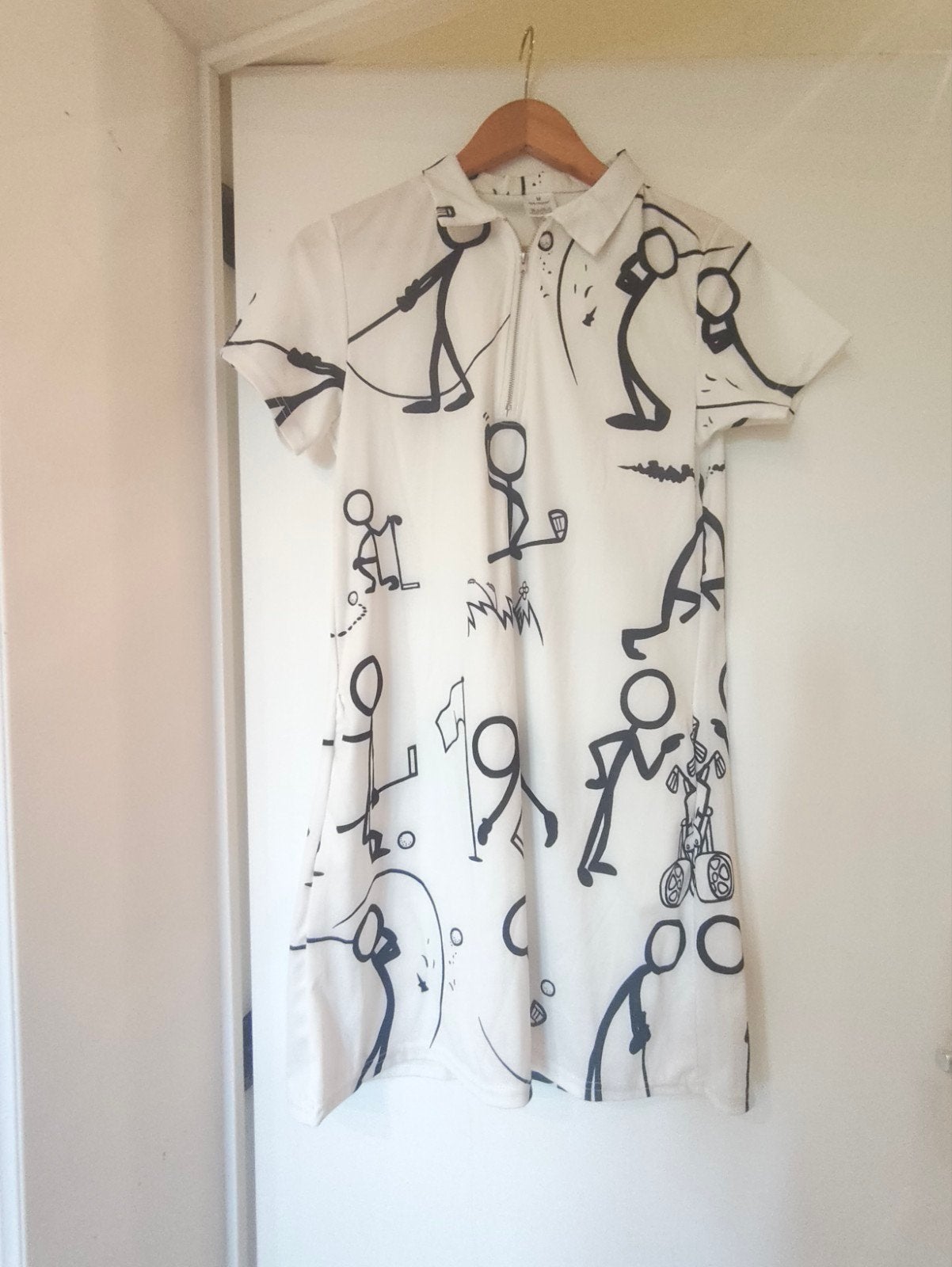 Blousejurk met origineel patroon van komische golfers, Kleding | Dames, Ophalen of Verzenden, Zo goed als nieuw, Maat 38/40 (M)
