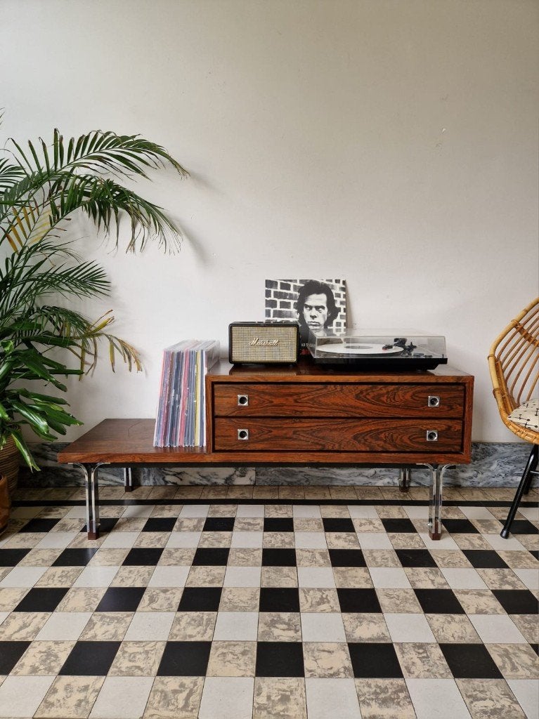 Vintage midcentury dressoir | platenspeler meubel | kast, Ophalen, Gebruikt