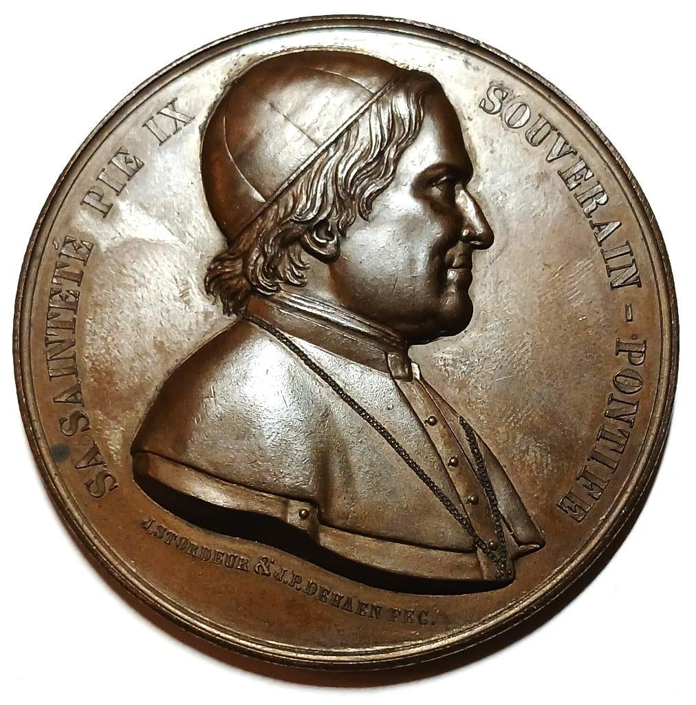 1863 médaille Pie IX souvenir congrès catholique de Malines, Enlèvement ou Envoi, Bronze