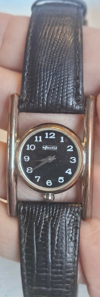 Montre Rodania Femme Vintage Cadran Noir Swiss (MW82), Enlèvement ou Envoi