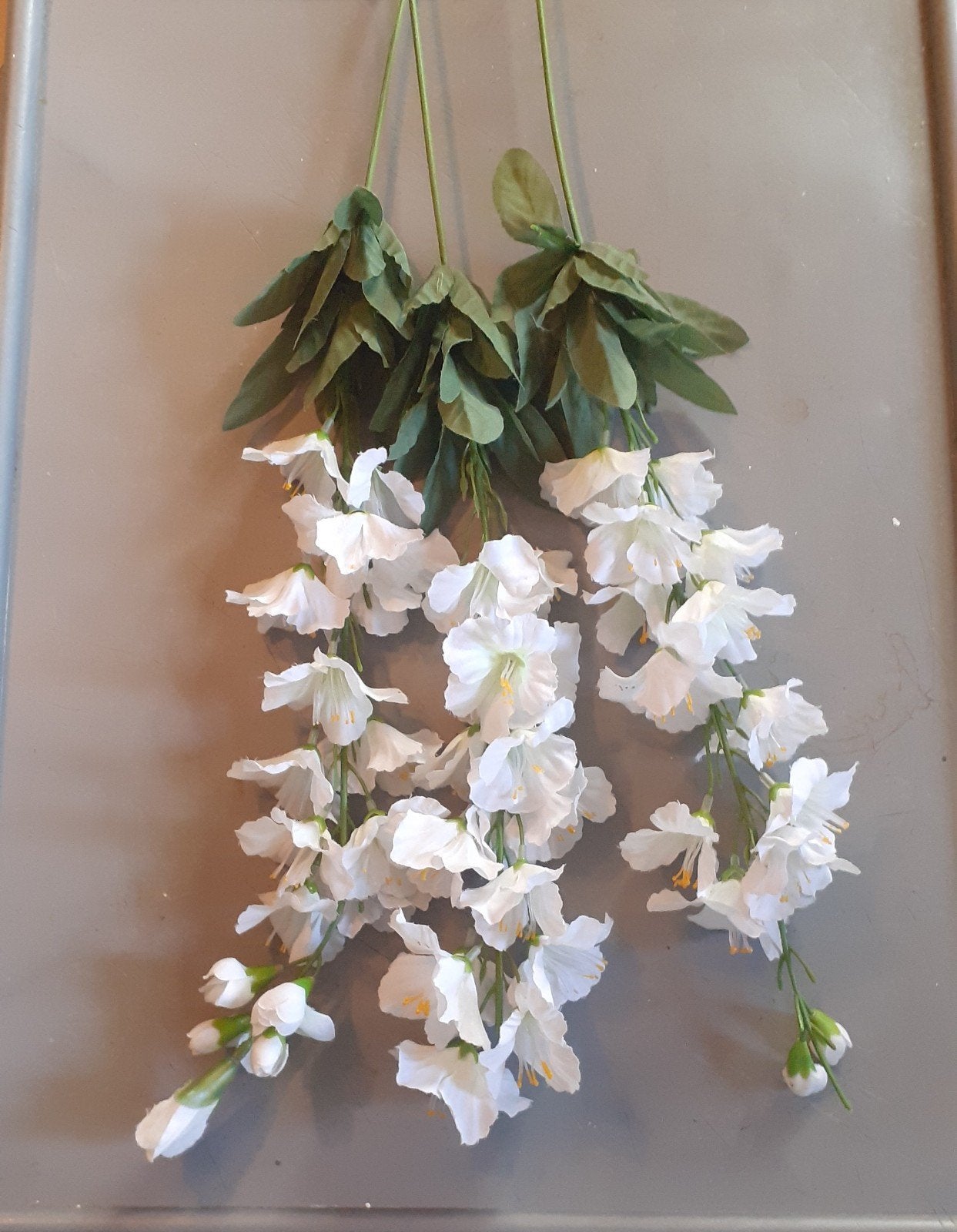 3 tiges fleurs de soies cerisier, Plastique, Enlèvement ou Envoi