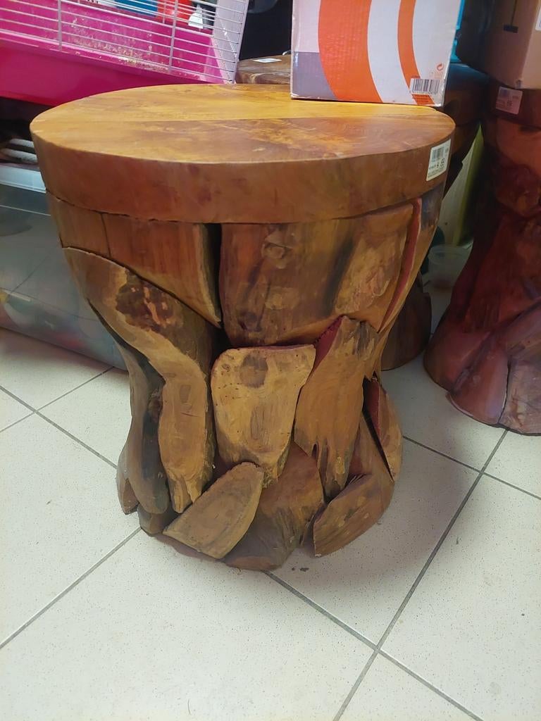 Bijzet tafel massief hout, Neuf, Rond, Moins de 55 cm, 45 à 60 cm
