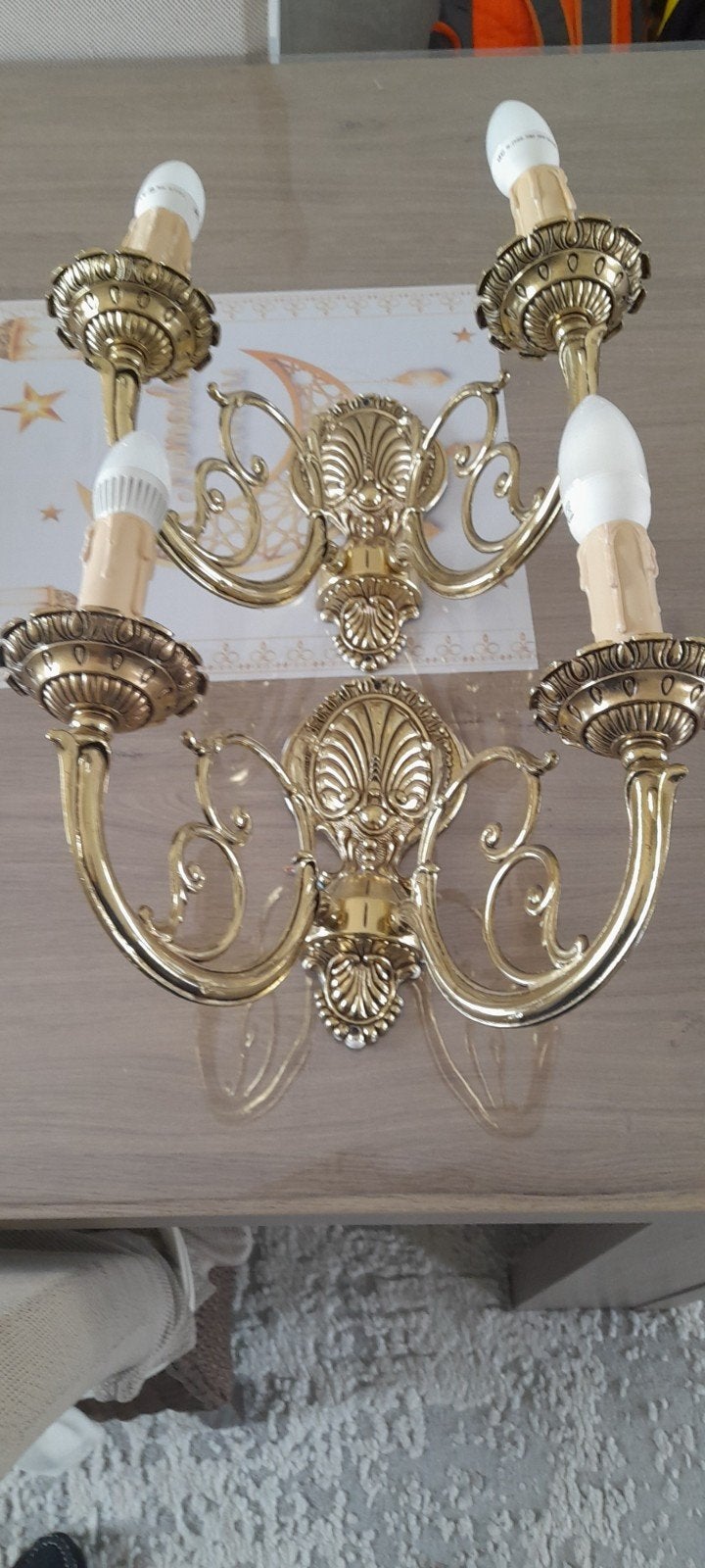 2 zeer mooie grote koperen wandverlichting, Maison & Meubles, Lampes | Lustres, Enlèvement ou Envoi